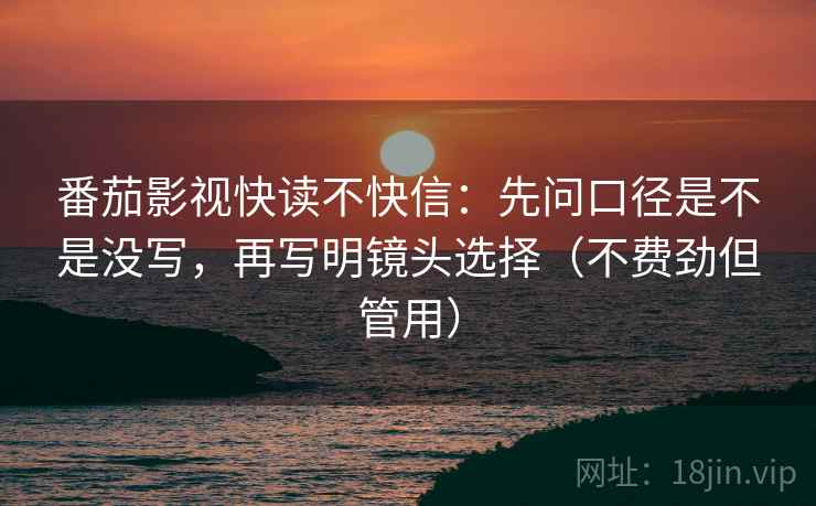 番茄影视快读不快信：先问口径是不是没写，再写明镜头选择（不费劲但管用）