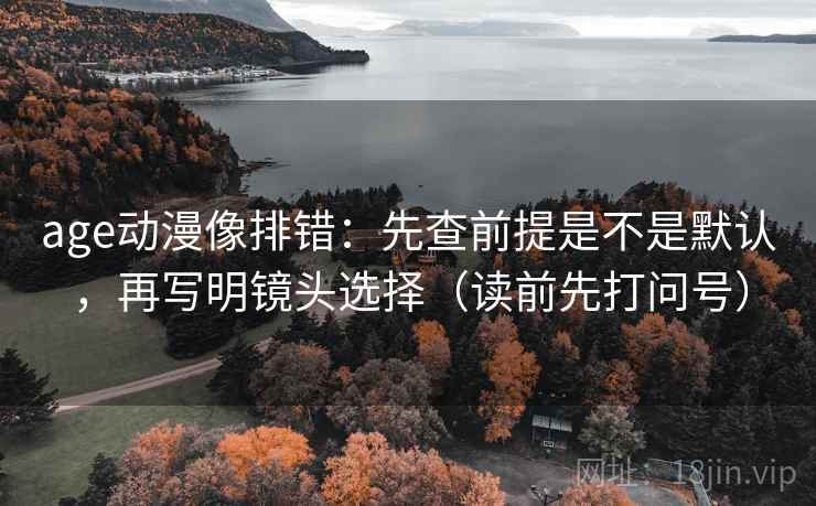 age动漫像排错：先查前提是不是默认，再写明镜头选择（读前先打问号）